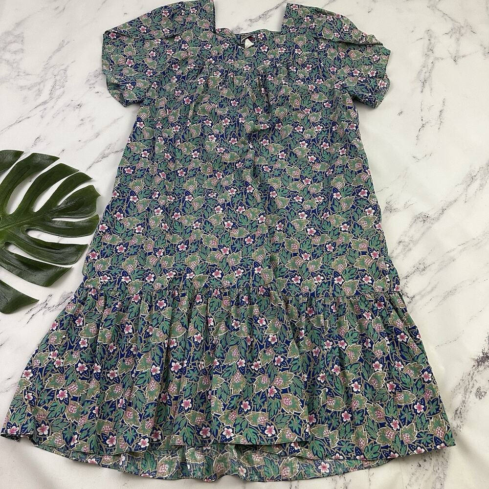 Ohana Womens Vintage 90s Hawaiian Muumuu Midi Dress Size 2XL Blue Green Floral